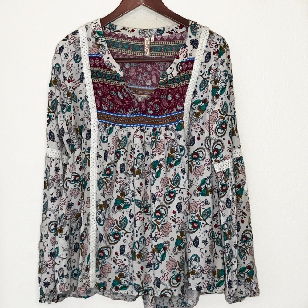 Red Camel Womens Floral Boho Top Size Large